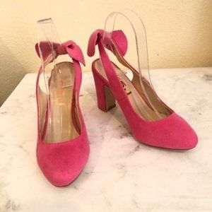 FSJ Size 7 Rose Pink Bow Round Toe Sandal
